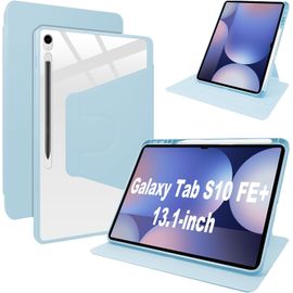 Coque Pour Samsung Galaxy Tab S10 Fe Plus 13.1"" Case Avec Emplacement Pour Stylo & Support Pivotantcuir Pu + Acrylique Transparent Coque