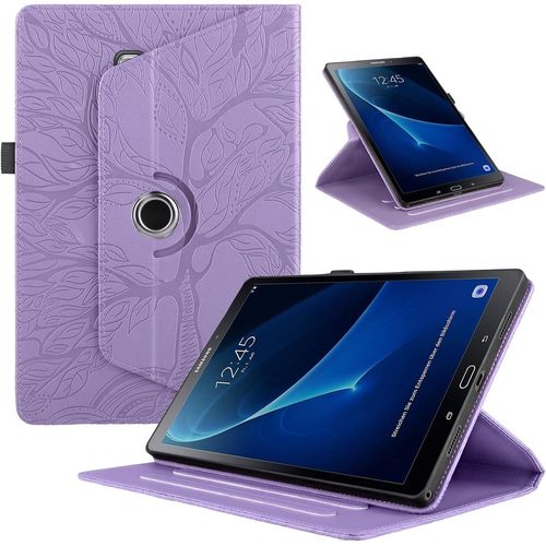 Coque Pour Samsung Galaxy Tab A 9.7"" (Sm-T550/Sm-T555) Tablette Étuis Pu Cuir 360°Rotatif Multi-Angle Stand Flip Protection Housse Pour Samsung Galaxy Tab A 9.7"" T550 Coque,Violette Arbres
