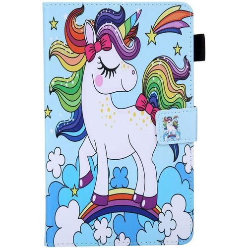 Compatible Avec Samsung Tab A 8 Bleu Clair Coque Antichoc Housse De Protection Motif Animaux Cheval Blanc Porte Carte Stand Etui En Cuir Pu Pour Samsung Galaxy Tab A 8.0 Pouces 2019 T290/T295
