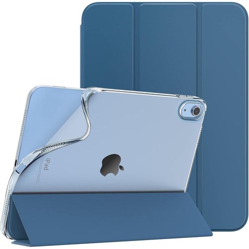 Coque Pour Ipad A16 11ème Génération 11 Pouces 2025, Ipad 10ème Génération 2022 10,9 Pouces, Mince Étui Tri-Fold En Tpu Souple Translucide Avec Réveil/Sommeil Auto, Gris Bleu