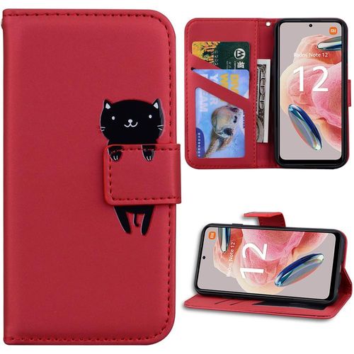 Coque Pour Xiaomi Redmi Note 12 4g, Protection Antichoc Cuir Synthétique Rouge - Booling