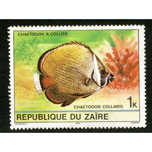 Timbre Non Oblitéré République Du Zaire, Chaetodon Collaris, 1 K,