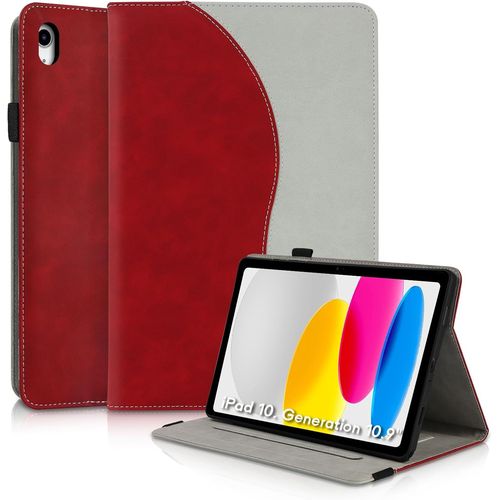 Coque Pour Ipad 11ème Génération 11 Pouces 2025 (A16), Ipad 10ème Génération 10.9 Pouces 2022 Housse De Protection Étui En Cuir Pu À Rabat Avec Support Fonction Rouge