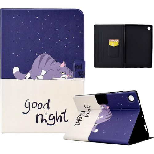 Étui Coque Pour Samsung Galaxy Tab A8 10,5 Pouces 2022 2021 Sm-X200/ X205/ X207 Housse Étui De Protection Avec Veille/Réveil Automatique Pour Samsung Galaxy Tab A8 2022/2021, Bonne Nuit Chat
