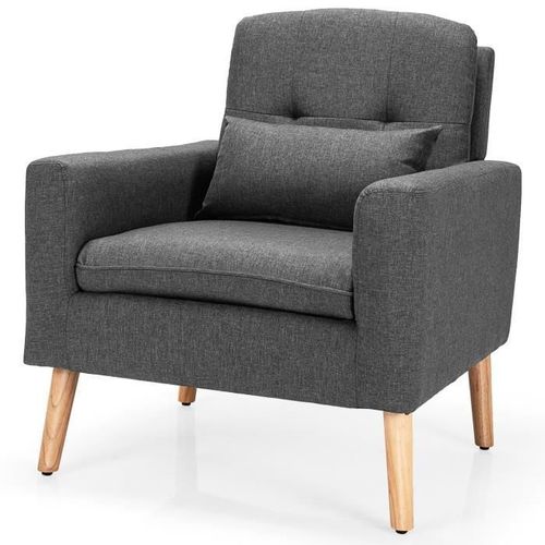 Fauteuil D?Accent Moderne - Costway - Gris - 77 X 74 X 85 Cm - Charge Max.150kg