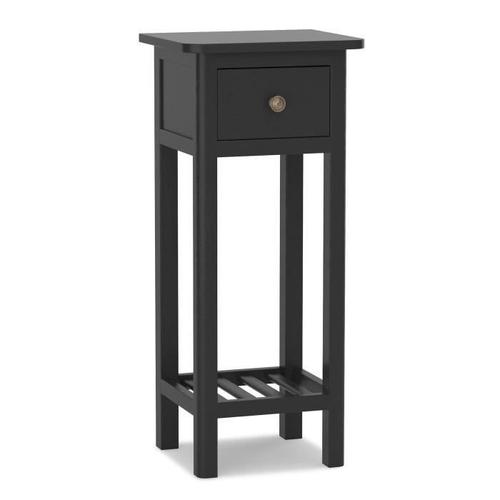 Costway Table De Chevet Avec Étagère De Rangement Et Tiroir, 35 X 30 X 80 Cm, Pour Salon, Chambre, Noir