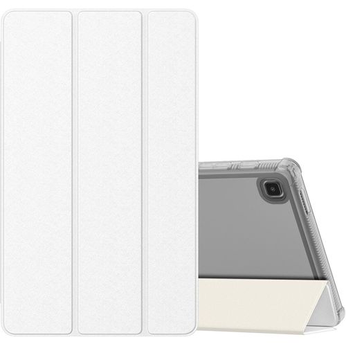 Étui Compatible Avec Samsung Galaxy Tab A7 Lite 8.7 Pouces 2021(Sm-T227/Sm-T225/Sm-T220), Étui À Trois Volets Anti-Chocs Coque De Protection Avec Support Dos Translucent, Blanc