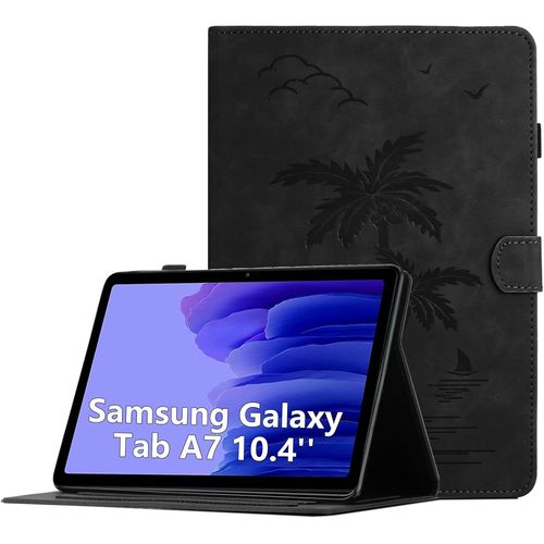 Coque Pour Samsung Galaxy Tab A7 10.4 Pouces 2022/2020 Sm-T509 / T500 / T505 / T507 Housse De Protection Multi-Angles Étui En Cuir Pu Avec Fente Pour Carte,Auto Réveil/Sommeil, Noir