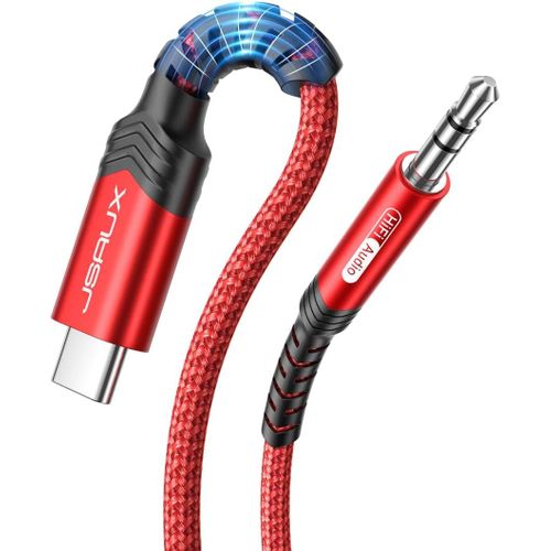 Câble USB C vers 3,5mm Jack, Type C vers 3.5mm Mâle Adaptateur Jack Stéréo Voiture auxiliaire Compatible avec iPhone 16 Pro Max/15 Pro Max Plus, Galaxy S24 S23 S22 Ultra, iPad Pro, Huawei P40