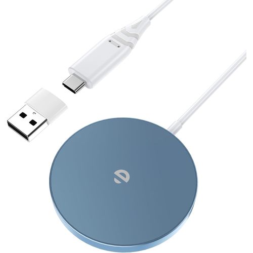 Chargeur Induction Rapide Compatible Magsafe, 15w Magnétique Sans Fil Charger Pour Iphone 15/14/13/12 Series Et Airpods, Bleu