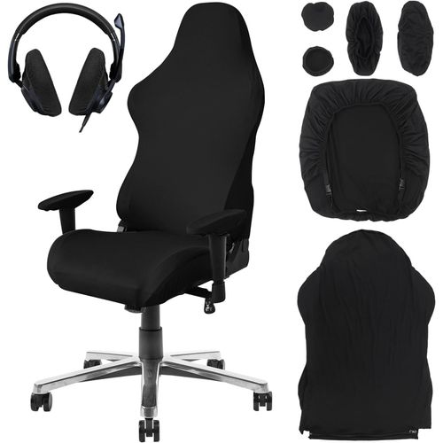 6 Pièces Housse De Chaise De Gaming Housse De Chaise De Bureau Avec Accoudoir Extensible Universelle Lavable Couverture De Chaise Bureau Pour Chaise De Jeu D'ordinateur