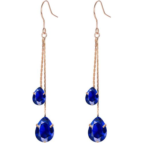 Zirconium Pendante Boucles D'oreilles Femme Plaqué Or Longue Chaîne Crochet Boucle Oreille Cadeau Bijoux