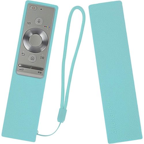 Étui de Protection en Silicone pour Samsung BN59-01265A (RMCRMM1AP1) Smart TV Remote Cover, Support de télécommande Antichoc, antidérapant et Anti-Perte avec lanière (Brille dans Le Noir, Bleu)