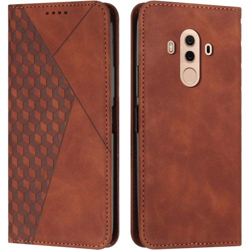 Coque Pour Huawei Mate 10 Pro, Premium Flip Housse Étui Protection Rabat Clapet Portefeuille Phone Cover Magnétique [Porte Cartes] Antichoc Béquille Cover (Marron)