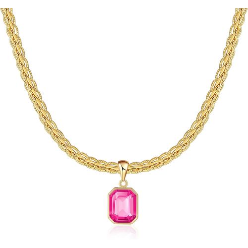 Collier En Cristal Doré Épais Pour Femmes À La Mode, Chaîne De Quille Plaquée Or 18 Carats, Collier Avec Pierre De Naissance, Bijoux Cadeaux