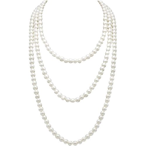 1920 Collier De Perles,150 Cm Long Collier En Perles D'imitation,Pearl Necklace,Collier Long De Fausses Perles,Pour Mariage Fiançailles,Collier Des Perles,Tendance De Style Collier