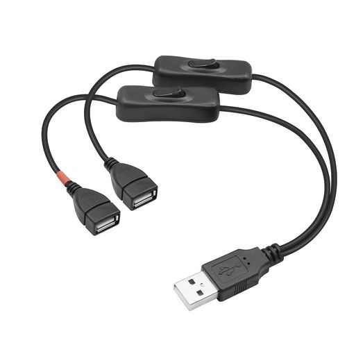 Câble répartiteur USB avec interrupteur USB A 2.0 mâle vers double prise USB femelle Y répartiteur câble de charge marche/arrêt (0,3 m)