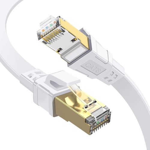 Câble Ethernet 2m - - Cat 8 Plat Câble de Réseau Haute Vitesse Gigabit 40Gbps RJ45 Compatible avec Cat.6 Cat.7 Cat.8 Cable Internet pour PC PS5/4 LAN Switch Modem Smart TV