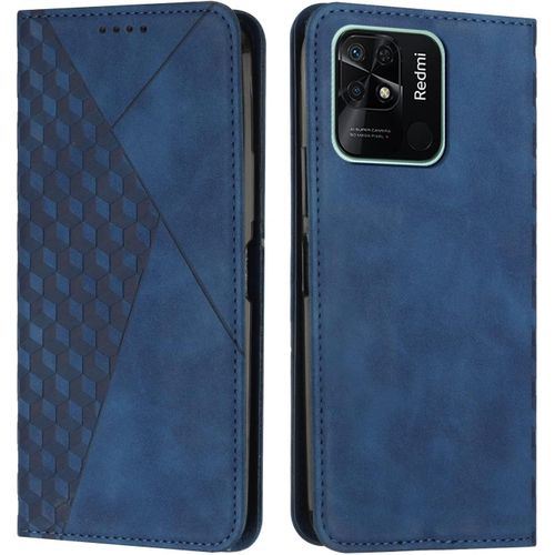 Coque Pour Xiaomi Redmi 10c 4g / Redmi 10, Premium Flip Housse Étui Protection Rabat Clapet Portefeuille Phone Cover Magnétique [Porte Cartes] Antichoc Béquille Cover (Bleu)