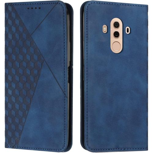 Coque Pour Huawei Mate 10 Pro, Premium Flip Housse Étui Protection Rabat Clapet Portefeuille Phone Cover Magnétique [Porte Cartes] Antichoc Béquille Cover (Bleu)