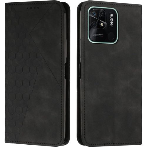 Coque Pour Xiaomi Redmi 10c 4g / Redmi 10, Premium Flip Housse Étui Protection Rabat Clapet Portefeuille Phone Cover Magnétique [Porte Cartes] Antichoc Béquille Cover (Noir)