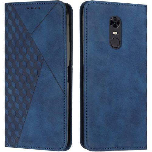 Coque Pour Xiaomi Redmi 5 Plus/Redmi Note 5, Premium Flip Housse Étui Protection Rabat Clapet Portefeuille Phone Cover Magnétique [Porte Cartes] Antichoc Béquille Cover (Bleu)