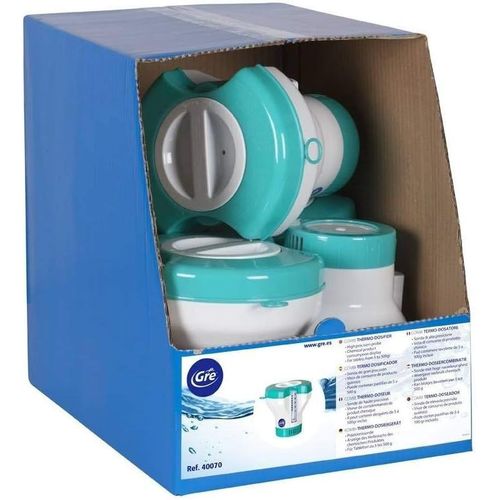 Doseur Flottant Piscine avec Thermomètre Intégré – Pour Pastilles 20 à 500g – Traitement Eau Facile et Régulé