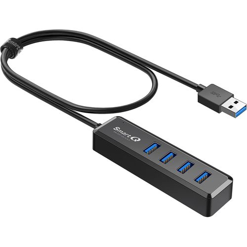 H302S Hub USB 3.0 pour ordinateur portable avec câble de 0,6 m de long, extenseur multi-ports, transfert de données rapide, répartiteur USB compatible avec Windows PC, Mac, imprimante, disque