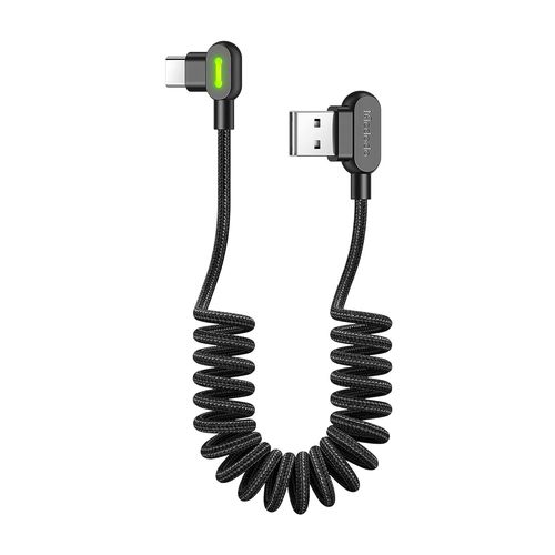 McDodo Câble USB C Court 90 Degrés Spirale Coudé Type C - Compatible Huawei/Xiaomi - Extensible de 0,3 m à 1,5 m