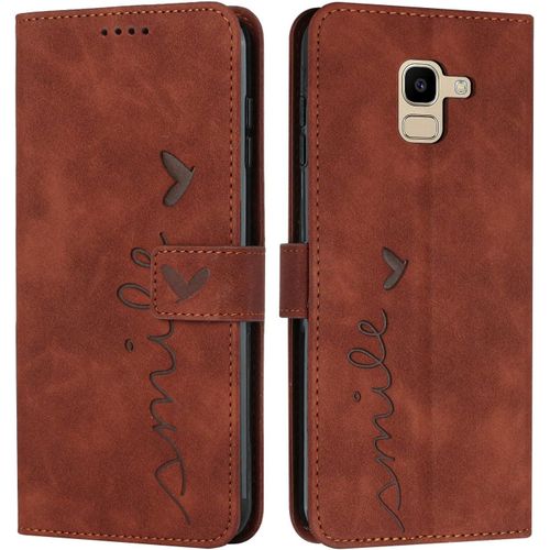 Coque Pour Samsung Galaxy J6 2018, Étui Housse En Cuir Pu Premium Samsung Galaxy J6 2018, Magnetique Flip [Pochette De Portefeuille], Etui De Protection Pour Samsung Galaxy J6 2018 (#Marron)