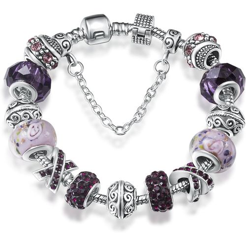 Bracelet Charms Cristaux Verre Drops Fleur Femme Cadeau