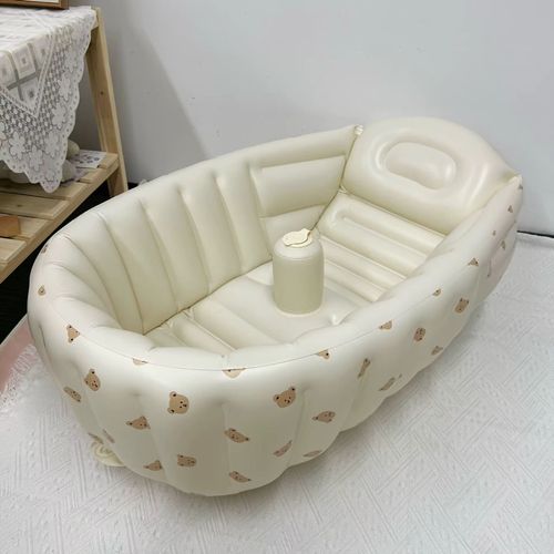Baignoire Gonflable Bébé Pliable En Pvc – Portable, 90x55 Cm, Dessin Animé Mignon, Pour Voyage, Bain Extérieur 0 À 8 Ans