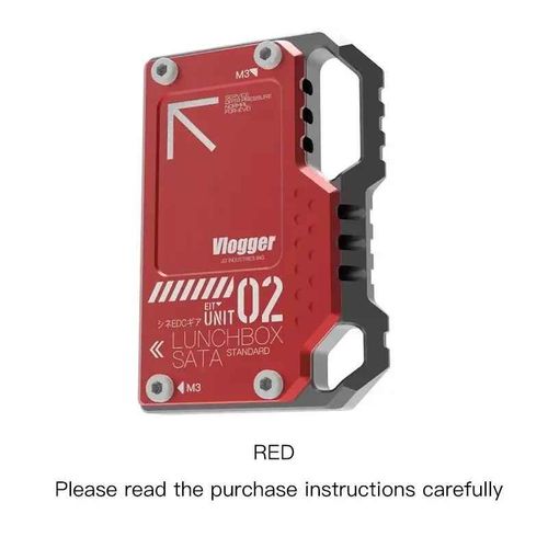 Vlogger carte mémoire accessoires de photographie en alliage d'aluminium-magnésium boîte à déjeuner lecteur de carte pour 870 SATA Atomos Ninja V SSD boîtier - Type Red