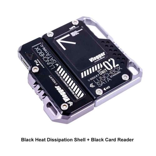 Vlogger carte mémoire accessoires de photographie en alliage d'aluminium-magnésium boîte à déjeuner lecteur de carte pour 870 SATA Atomos Ninja V SSD boîtier - Type Black Shell Reader