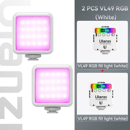 Ulanzi VL49 RGB lumières vidéo Mini LED caméra lumière 2000mAh rechargeable panneau LED lampe Photo vidéo éclairage pour Youtube Tik tok - Type 2 VL49 RGB White