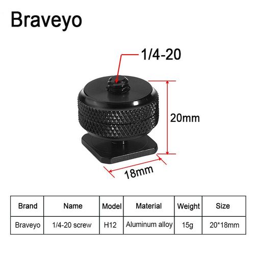 Vis à chaussure chaude ou froide pour appareil photo Dslr,1/4 3/8 pouces,vis de Base simple et Double couche,tête de trépied,accessoires de photographie,installation - Type H12 1PC