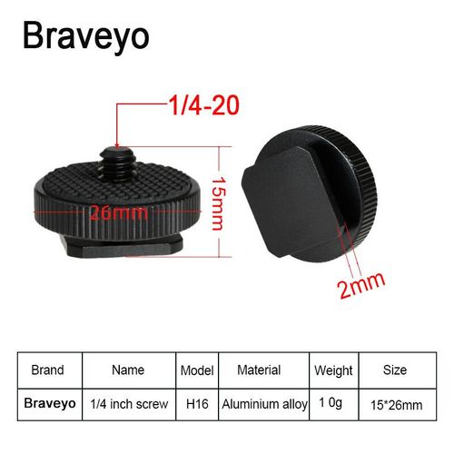 Vis à chaussure chaude ou froide pour appareil photo Dslr,1/4 3/8 pouces,vis de Base simple et Double couche,tête de trépied,accessoires de photographie,installation - Type H16 1PC
