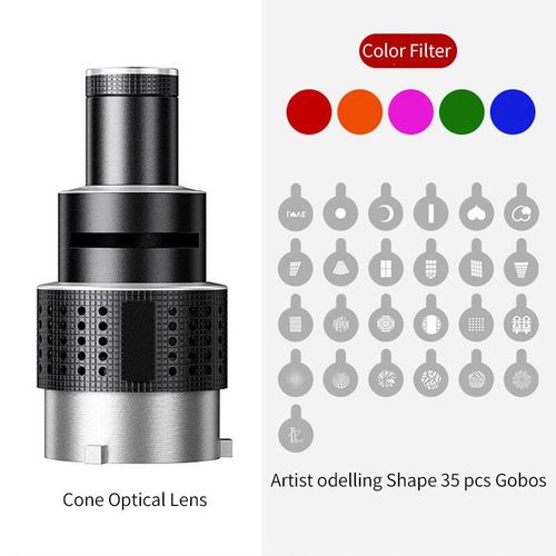 Bowens Mount Flash Snoot Objectif conique,vidéo,artiste,modélisation,forme,studio photo,kit d'éclairage avec budgétaire optique,35 Gobos - Type Snoot Conical Len