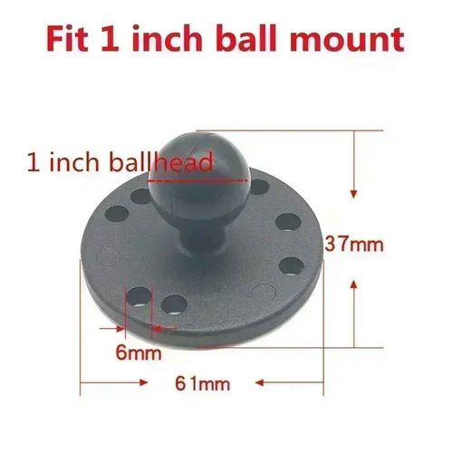 Jadkinsta 1 ou 1,5 pouces support de boule en caoutchouc pour moto en aluminium plaque de base de montage carrée ronde pour téléphones portables caméra Gopro - Type 1 inch round base