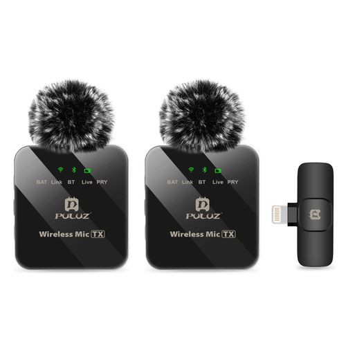 PULUZ Microphone Lavalier sans fil Portable Audio vidéo enregistrement Mini micro pour iPhone Android extérieur diffusion en direct téléphone micro - Type 2 For 8-Pin