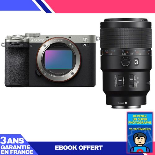 Boitier Sony A7C II Silver + FE 90mm f/2.8 Macro G OSS + Ebook 'Devenez Un Super Photographe'