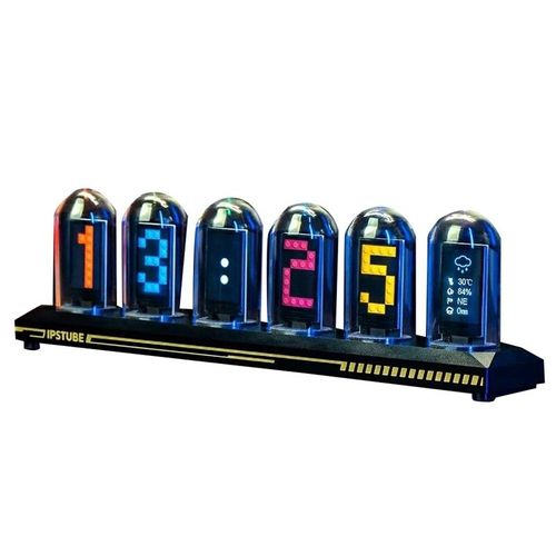 Horloge à tube Nixie LED bricolage,RVB,écran de document IPS,horloge numérique brillante,WIFI,horloges analogiques pour jeu Esports,décor de bureau