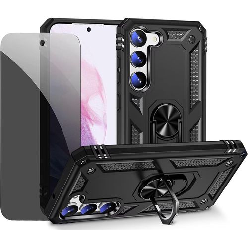 Kal-Coque Pour Samsung Galaxy S23 Plus Noir Étui De Protection Avec Protecteur D'écran En Verre De Confidentialité Anti-Espion