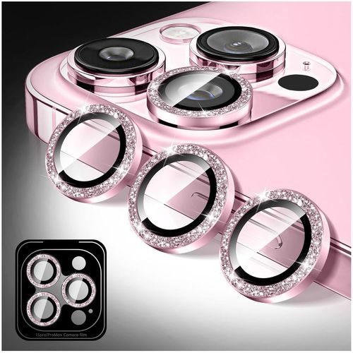 Kal-Protecteur D'objectif D'appareil Photo À Paillettes Pour Iphone 12 Pro Max, Couverture De Caméra En Verre Trempé 9h, Anneaux Métalliques Individuels À Alignement Automatique