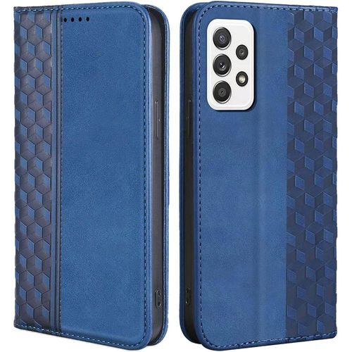 Coque Pour Samsung Galaxy A52 4g/5g A52s 5g, Flip Case Portefeuille Effet Cuir Fermeture Magnétique - Bleu Marine - Booling