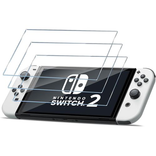 Kal-Compatible Avec Nintendo Switch 2 Verre Trempé, 3 Pièces 9h Dureté Protection Écran, Ultra Hd, Sans Bulles, Anti-Rayure, Film Protection D'écran Pour Nintendo Switch 2 - Transparent