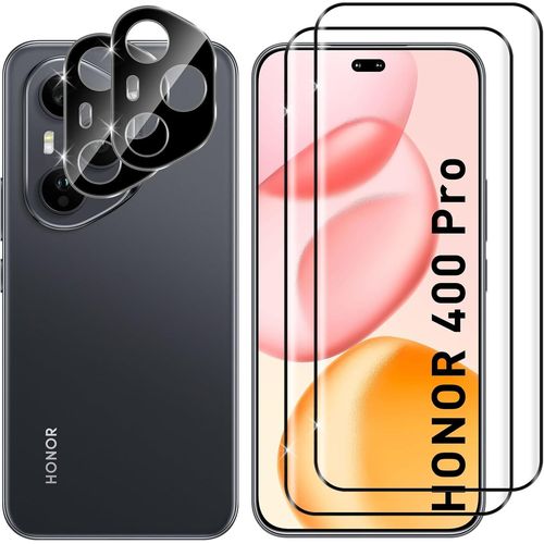 Kal-Verre Trempé Pour Honor 400 Pro, 2+2 Pièces 3d Protection Écran + Caméra Arrière Protecteur Film (Noire), 9h Dureté Hd Sans Bulles Anti-Rayures Vitre Trempé Protecteurs D'écran