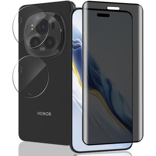 Kal-1 Pièce Verre Trempé Anti Espion Pour Honor Magic 6 Pro Protection D'écran + 2 Pièces Protecteur Caméra, Dureté 9h/Anti-Spy, Protège Écran Pour Honor Magic 6 Pro - Privacy Vitre Trempé