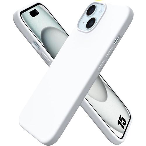 Coque Pour Iphone 15 Protection Silicone Liquide Blanc Effet Mat - Booling