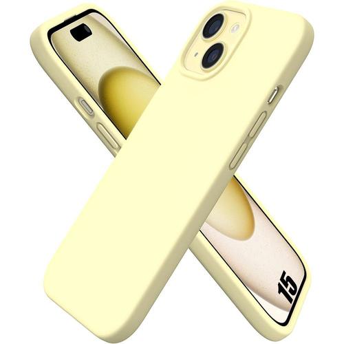 Coque Silicone Pour Iphone 15 Jaune Mat Housse Protection Ultra Slim Souple - Booling